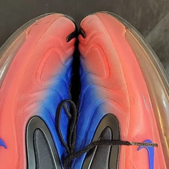 NIKE AIR MAX 720 GS BLACK RACER BLUE LACE-UP CLOSURE SNEAKER G1 - Picture 8 of 15